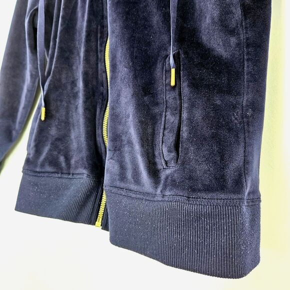 WHITE MARK Blue Velvet Velour Full Zip Hoodie Womens SMALL Rhinestone Crown Y2K - Picture 5 of 7
